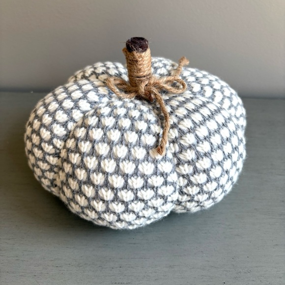 Holiday Halloween Fall Decorative Fabric Pumpkins Set of 3 Gray, White, Cream - Picture 6 of 16